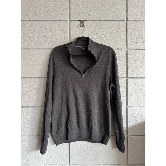 Men's Gap Extra Fine Merino Wool Quarter Zip Sweater size L Quiet Luxury Preppy - Picture 2 of 4